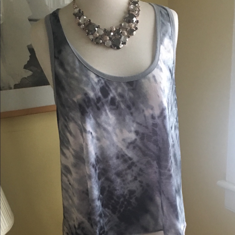 Gray and white tank